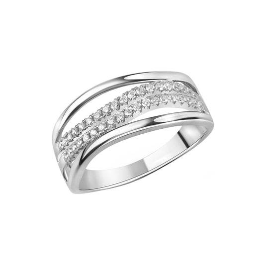 Ring 925/- Sterling Silber Rhodiniert Zirkonia