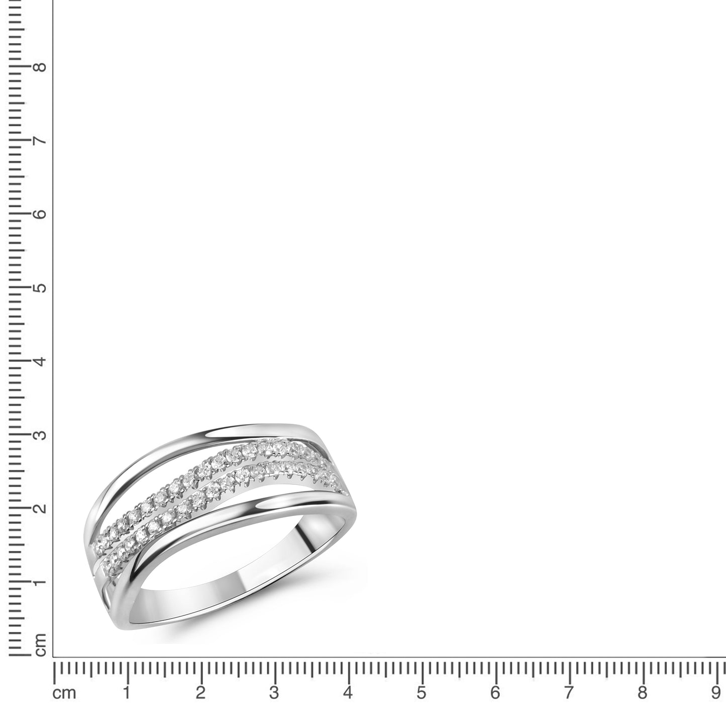 Ring 925/- Sterling Silber Rhodiniert Zirkonia