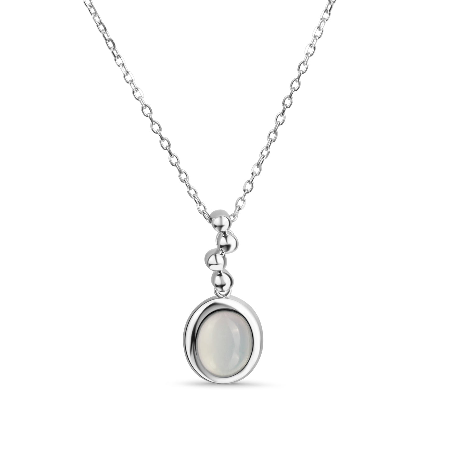 Anhänger mit Kette Ankerkette 925/- Sterling Silber Rhodiniert 45,0cm Katzenauge