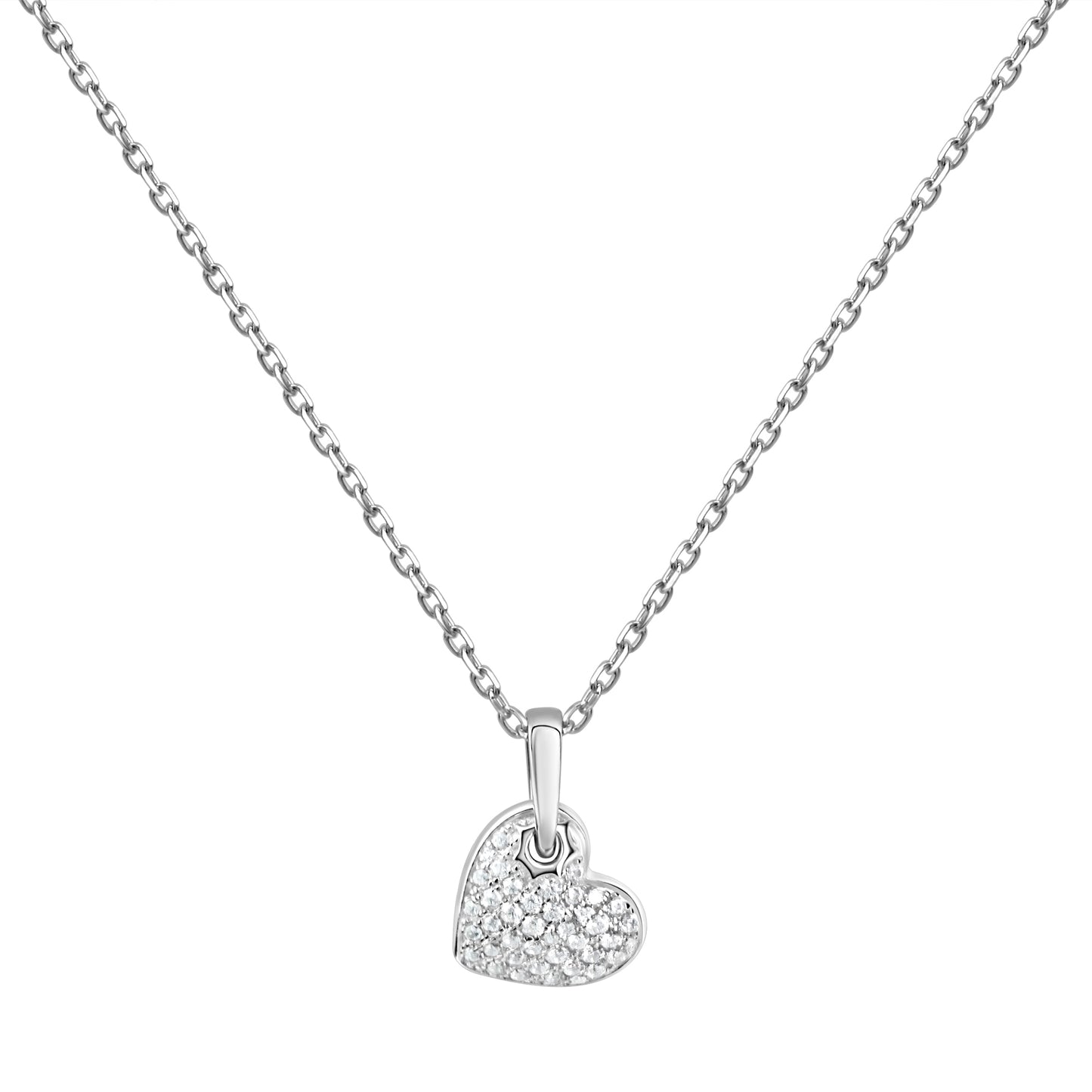 Anhänger mit Kette Ankerkette 925/- Sterling Silber Rhodiniert 45,0cm Zirkonia
