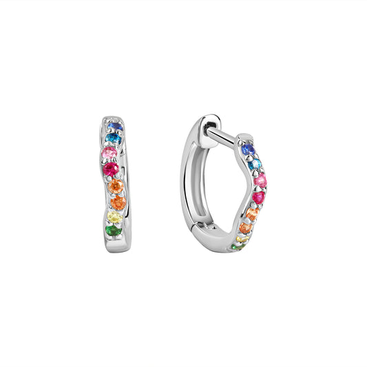 Creolen 925/- Sterling Silber Rhodiniert 1,2cm Zirkonia