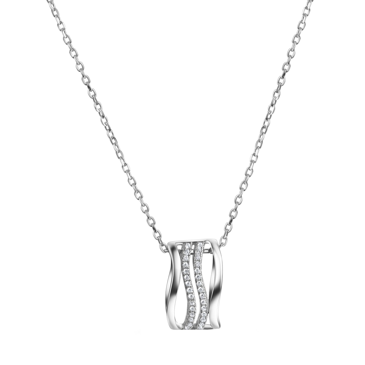 Anhänger mit Kette Ankerkette 925/- Sterling Silber Rhodiniert 45,0cm Zirkonia