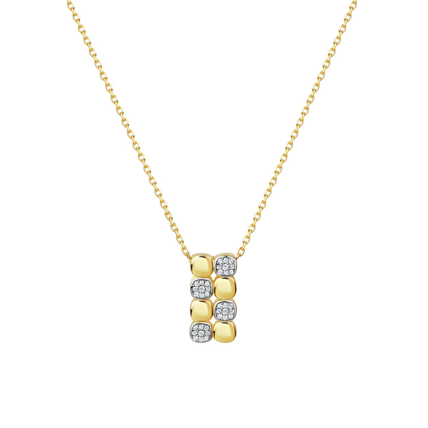 Anhänger mit Kette Ankerkette 925/- Sterling Silber vergoldet 45,0cm Zirkonia