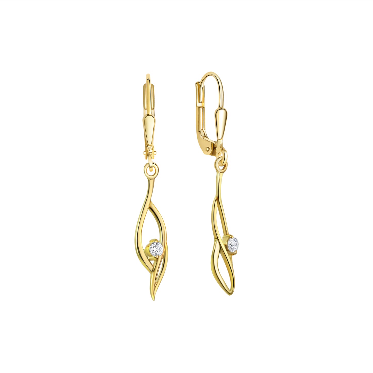 Ohrhänger 333/- Gold 3,6cm Zirkonia