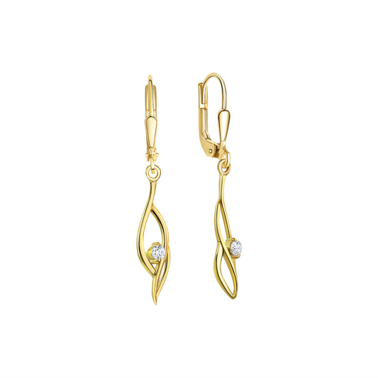 Ohrhänger 333/- Gold 3,6cm Zirkonia