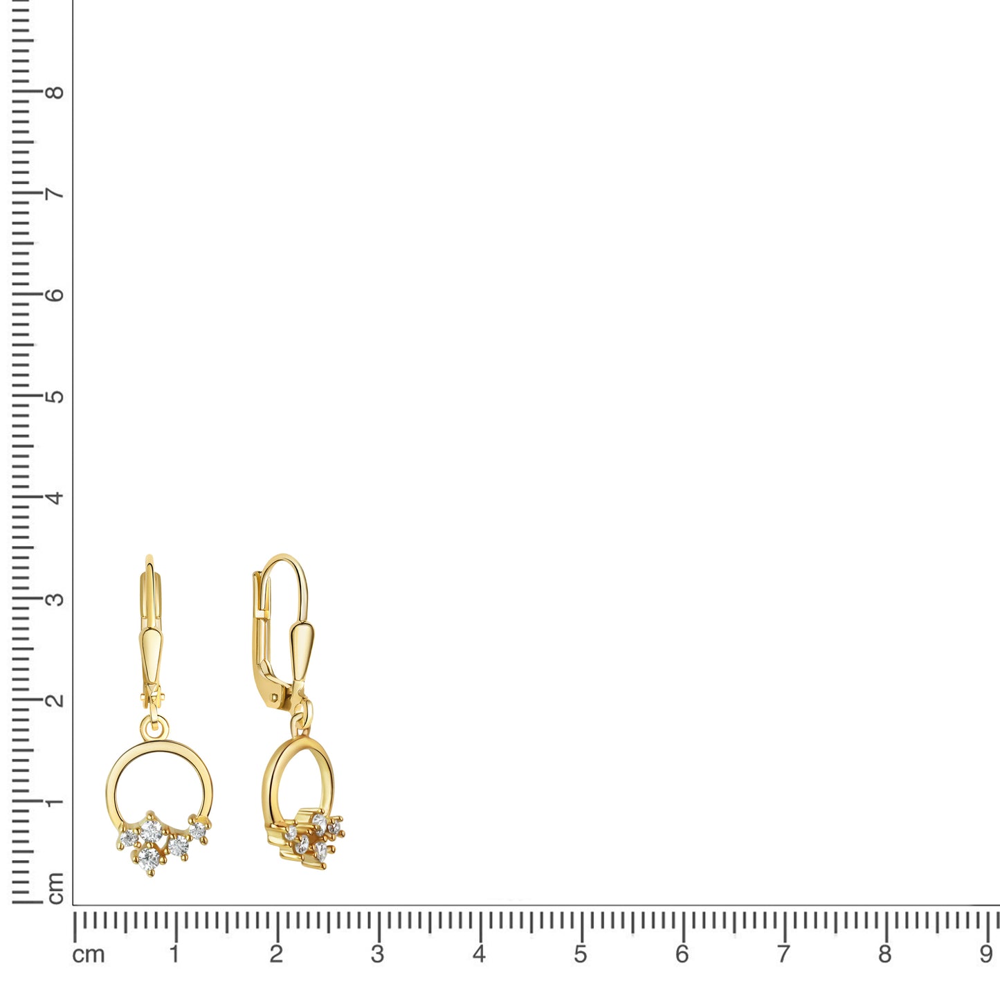 Ohrhänger 375/- Gold 2,7cm Zirkonia