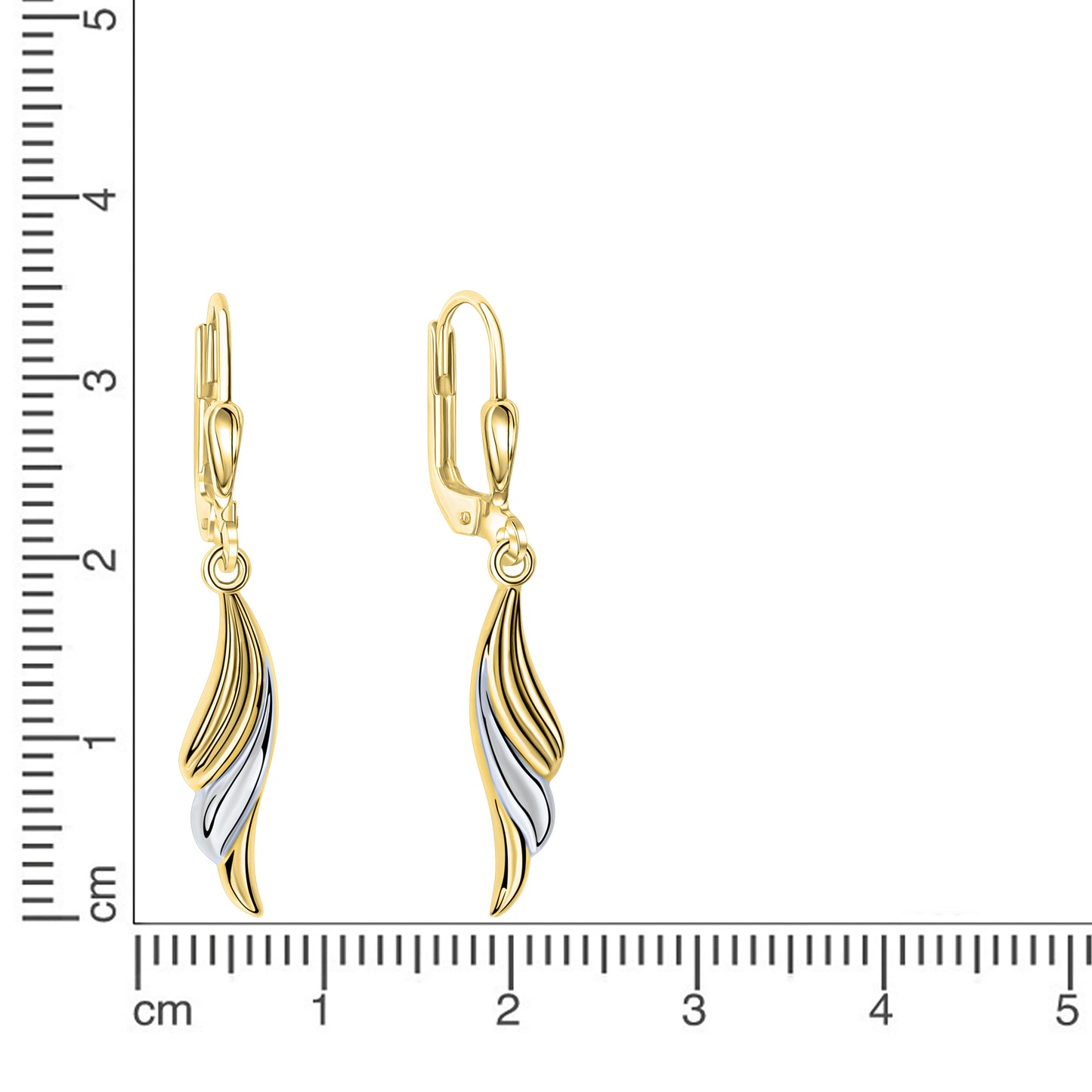 Ohrhänger 333/- Gold rhodiniert (teil) 3,5cm