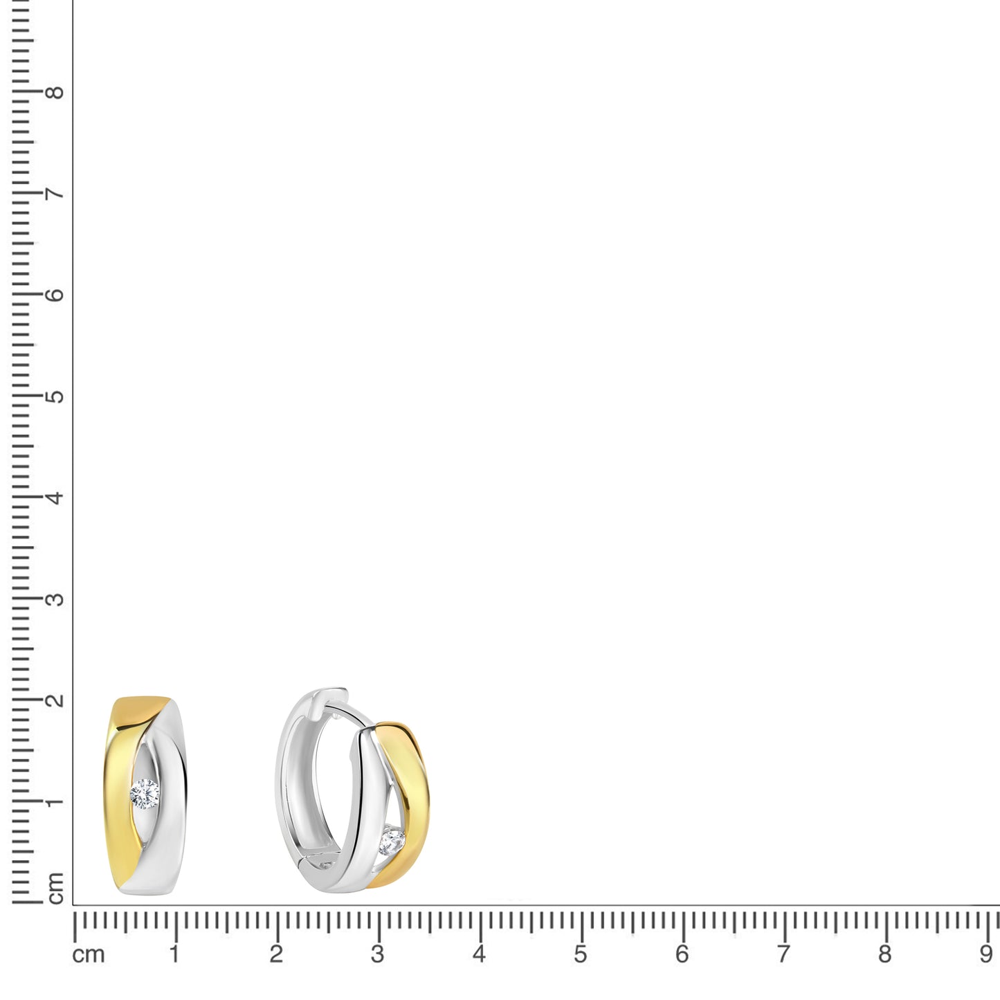 Creolen 925/- Sterling Silber vergoldet (teil) 1,4cm Zirkonia
