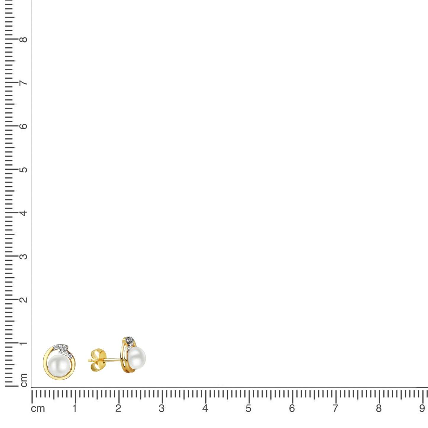 Ohrstecker 375/- Gold rhodiniert (teil) 0,9cm Zirkonia