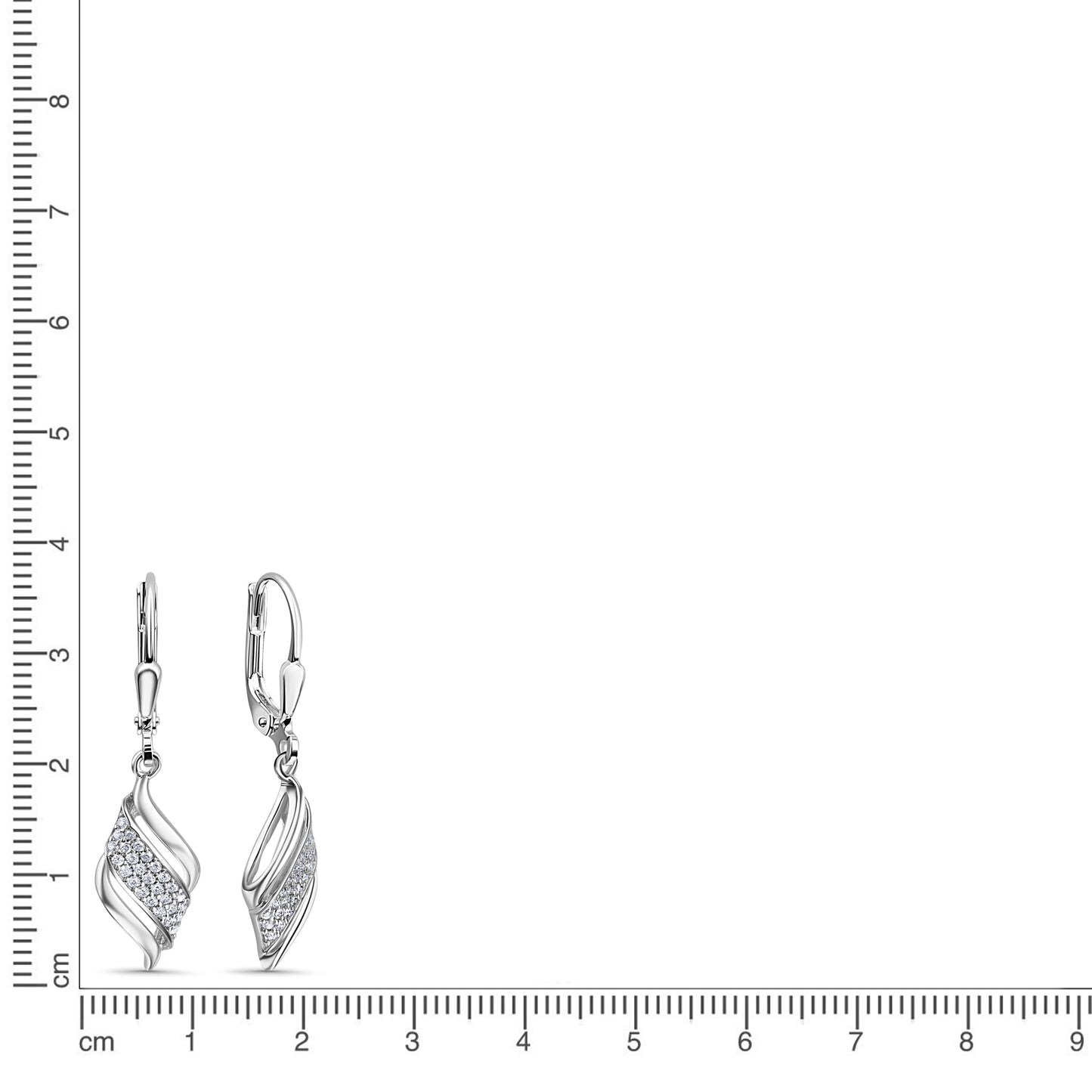 Ohrhänger 925/- Sterling Silber Rhodiniert 3,8cm Zirkonia