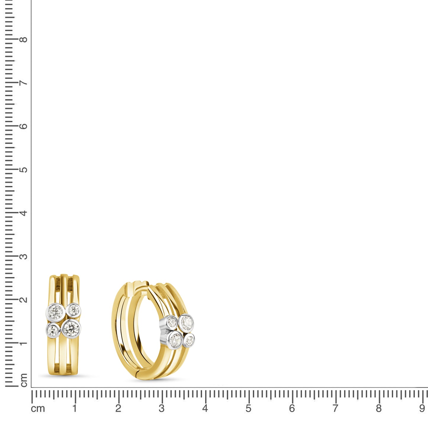 Creolen 925/- Sterling Silber rhodiniert (teil) 1,8cm Zirkonia