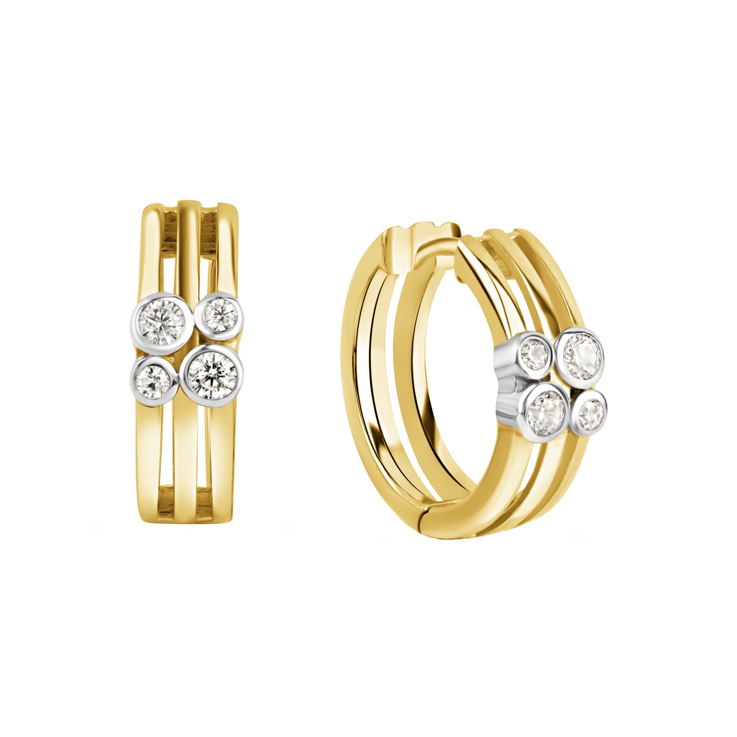 Creolen 925/- Sterling Silber rhodiniert (teil) 1,8cm Zirkonia