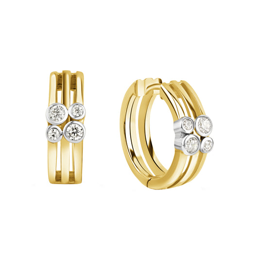 Creolen 925/- Sterling Silber rhodiniert (teil) 1,8cm Zirkonia