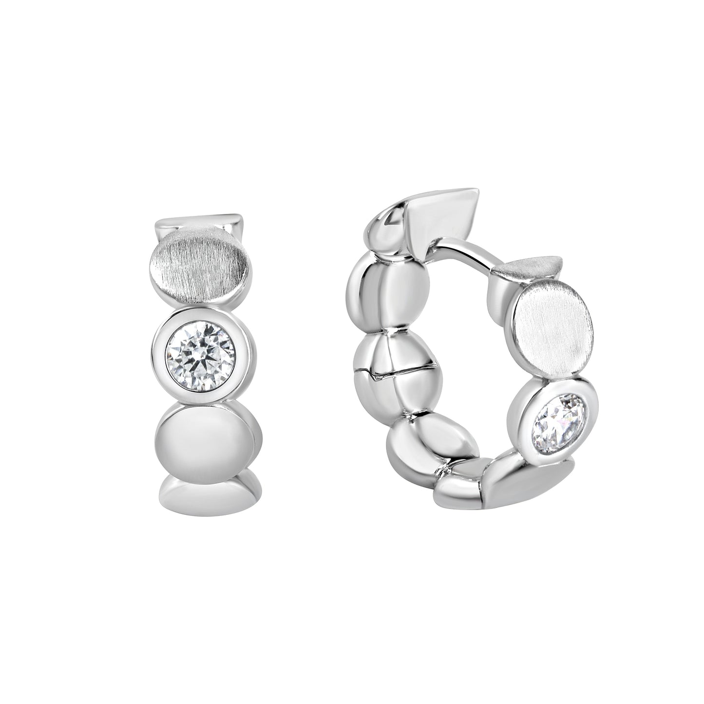 Creolen 925/- Sterling Silber Rhodiniert 1,6cm Zirkonia