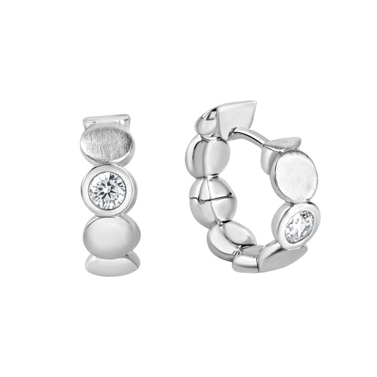 Creolen 925/- Sterling Silber Rhodiniert 1,6cm Zirkonia