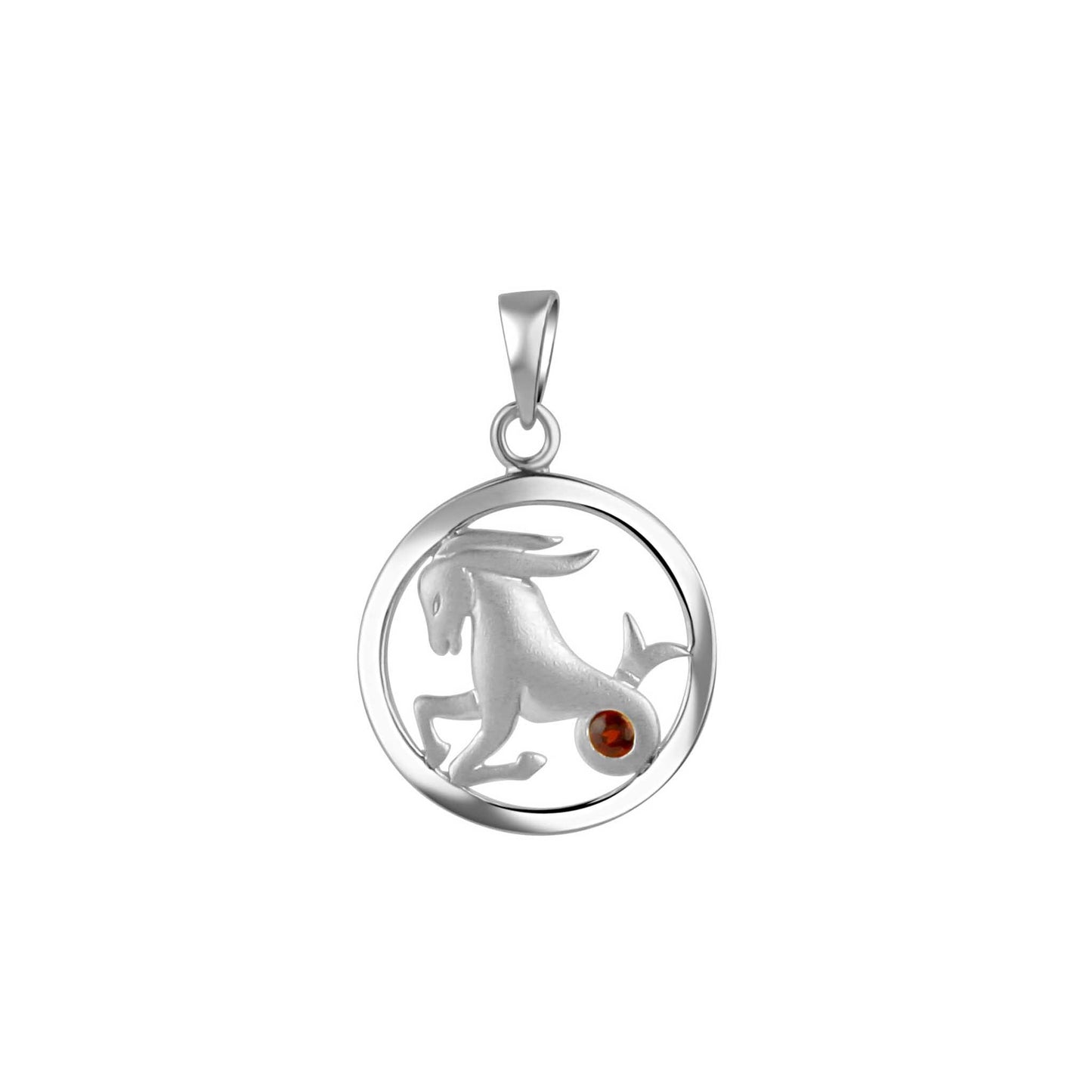 Anhänger 925/- Sterling Silber Rhodiniert 2,1cm Granat