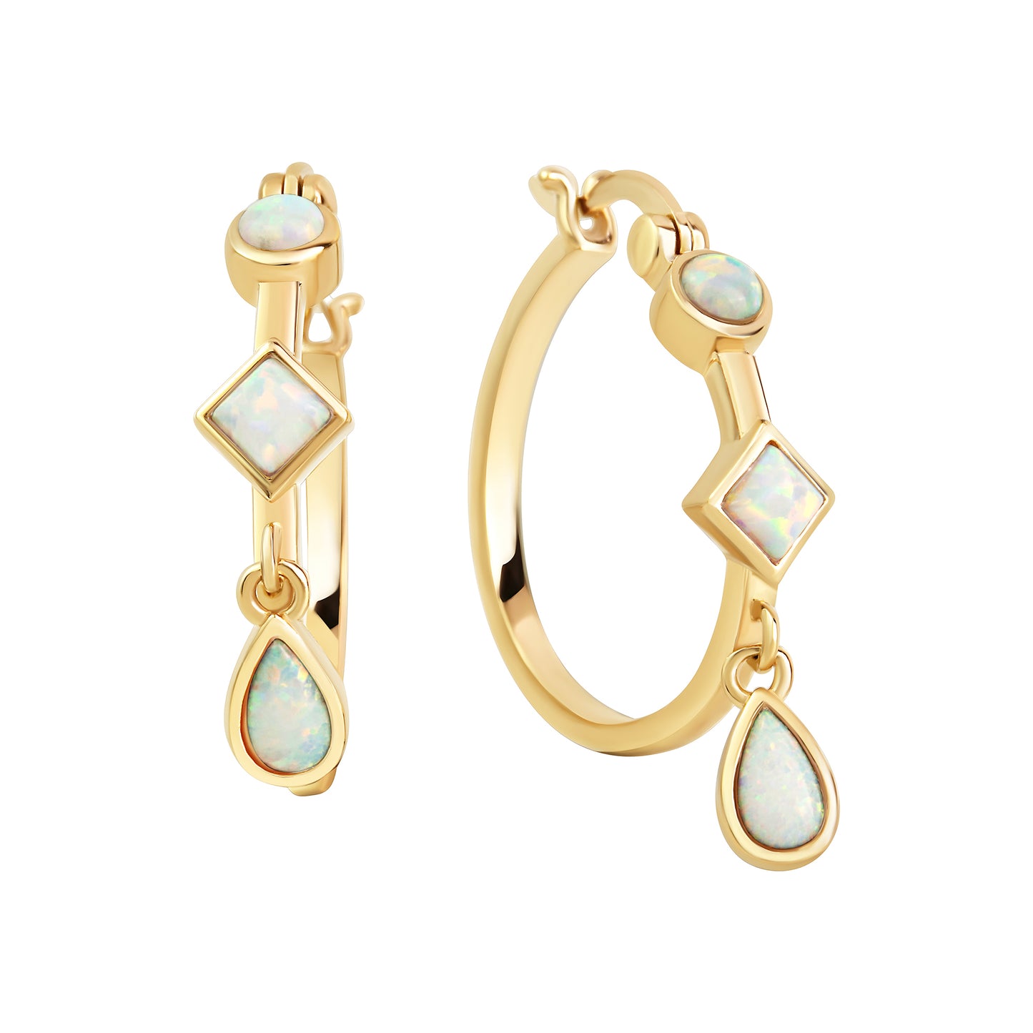 Creolen 925/- Sterling Silber vergoldet 2,2cm Opal