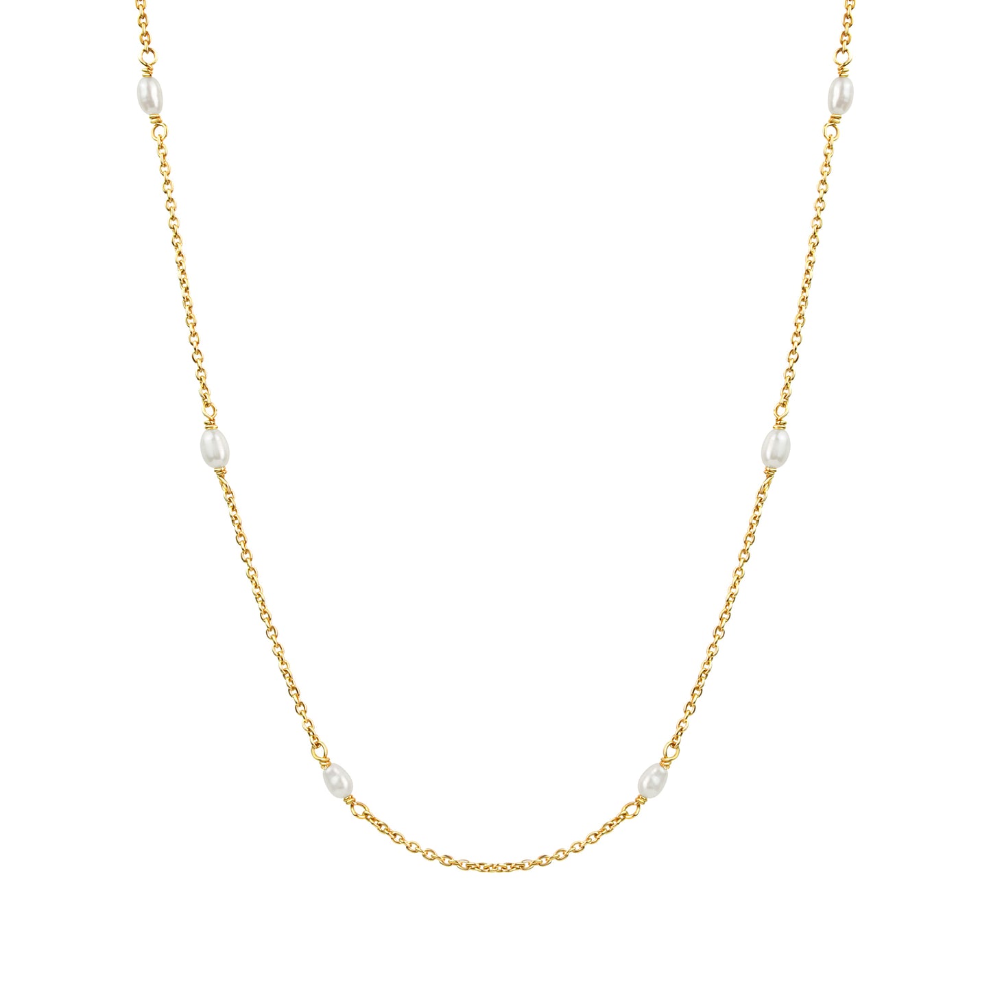 Kette Ankerkette 925/- Sterling Silber vergoldet 45,0cm Perle