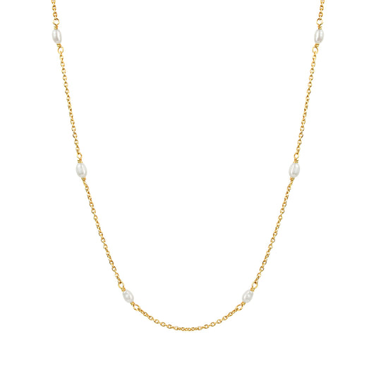 Kette Ankerkette 925/- Sterling Silber vergoldet 45,0cm Perle