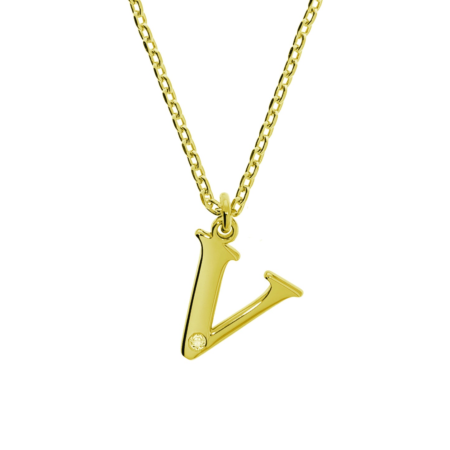 Anhänger mit Kette Ankerkette 925/- Sterling Silber vergoldet 48,0cm Diamant 0,008ct.