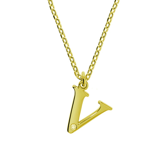 Anhänger mit Kette Ankerkette 925/- Sterling Silber vergoldet 48,0cm Diamant 0,008ct.