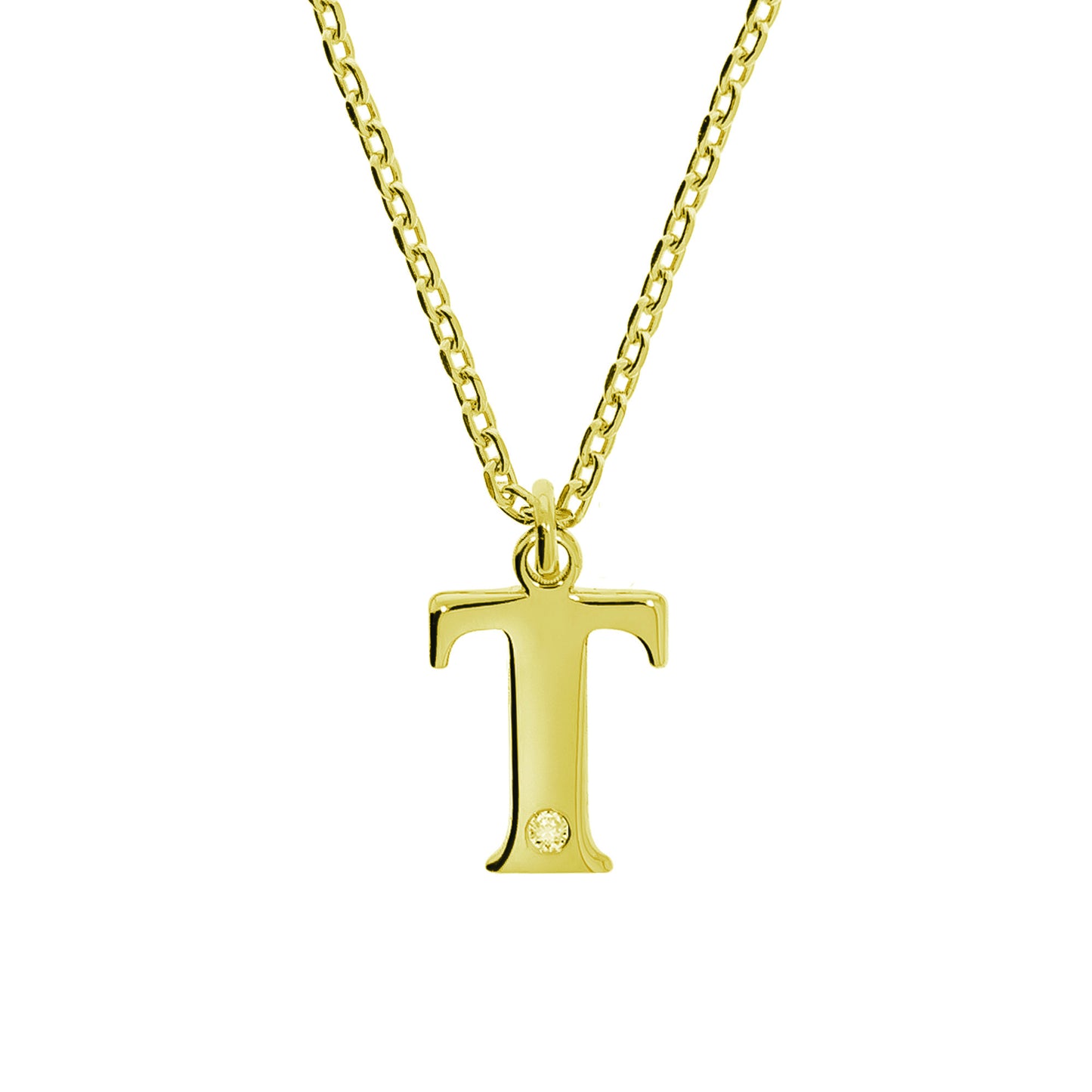 Anhänger mit Kette Ankerkette 925/- Sterling Silber vergoldet 48,0cm Diamant 0,008ct.