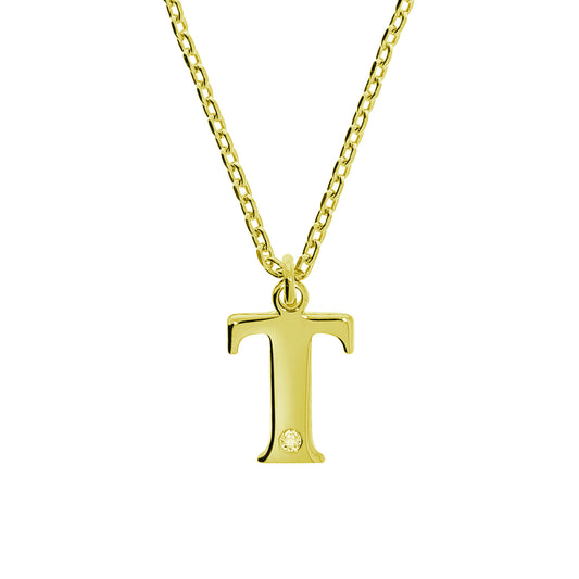 Anhänger mit Kette Ankerkette 925/- Sterling Silber vergoldet 48,0cm Diamant 0,008ct.