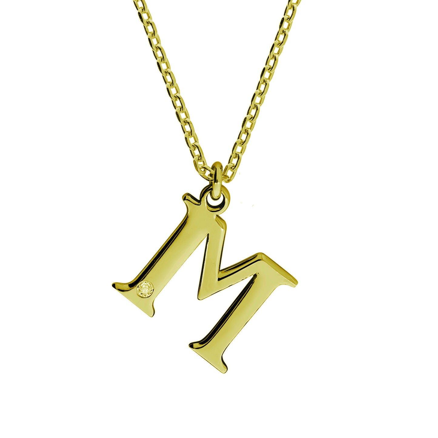 Anhänger mit Kette Ankerkette 925/- Sterling Silber vergoldet 48,0cm Diamant 0,008ct.