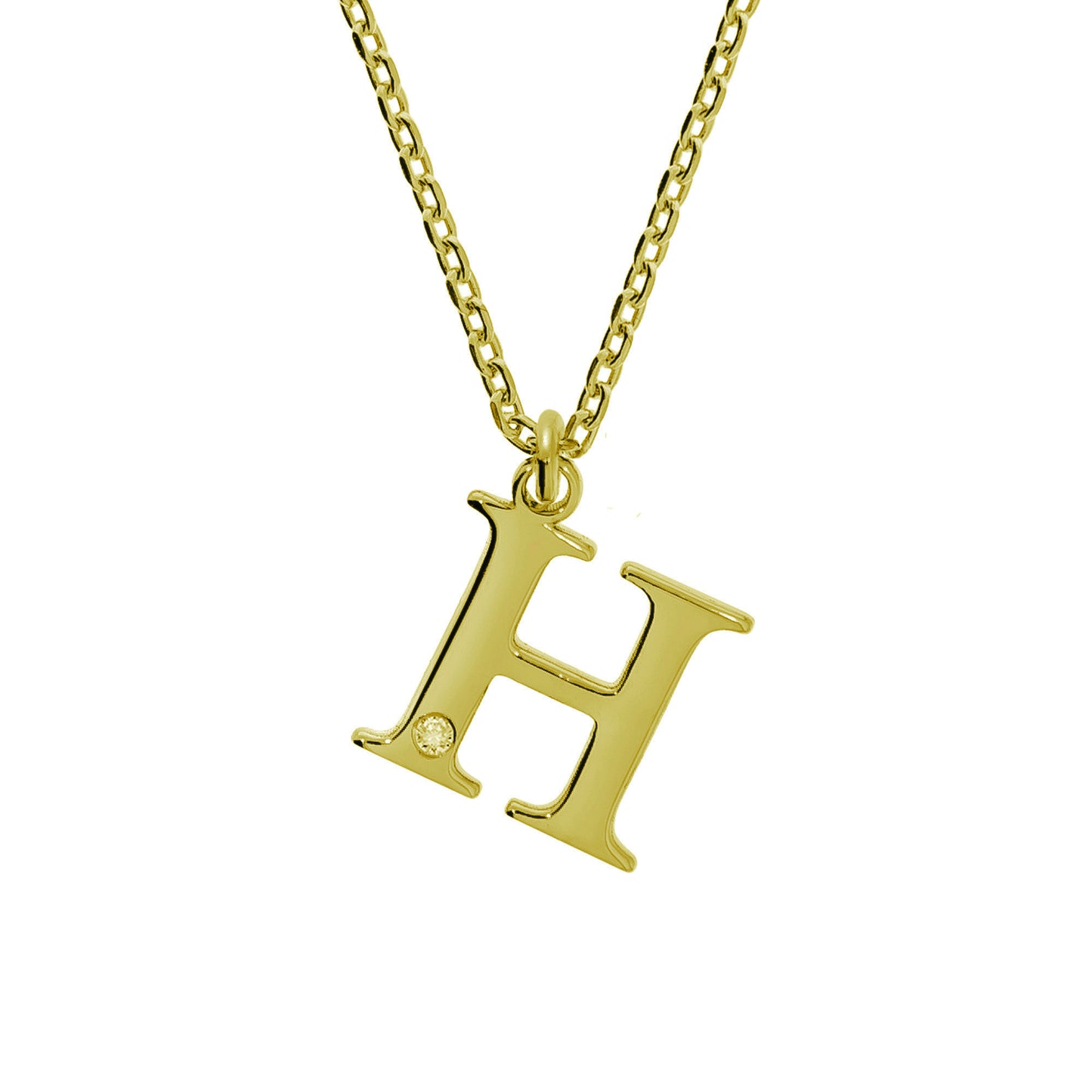 Anhänger mit Kette Ankerkette 925/- Sterling Silber vergoldet 48,0cm Diamant 0,008ct.