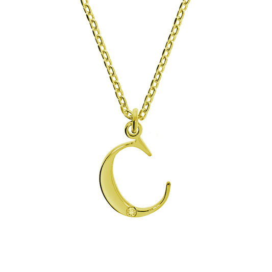 Anhänger mit Kette Ankerkette 925/- Sterling Silber vergoldet 48,0cm Diamant 0,008ct.