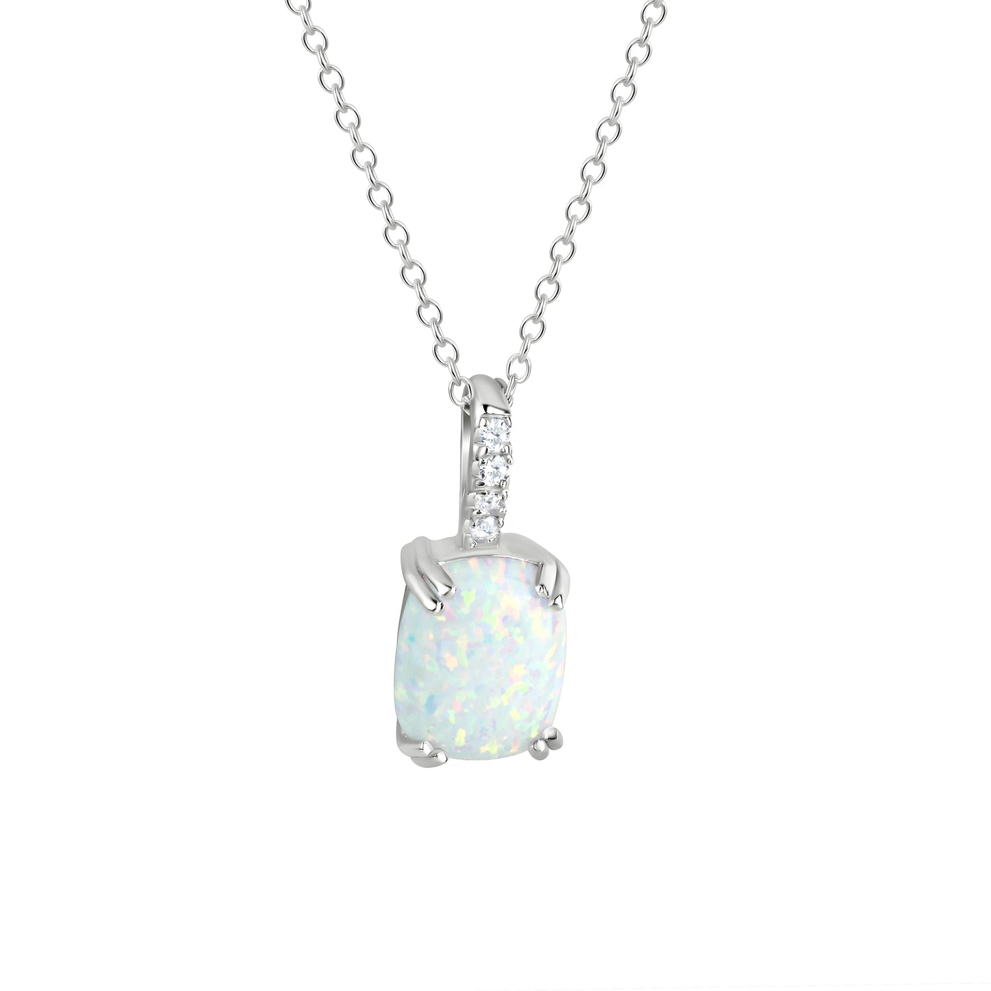 Anhänger mit Kette Ankerkette 925/- Sterling Silber rhodiniert 45,0cm Opal