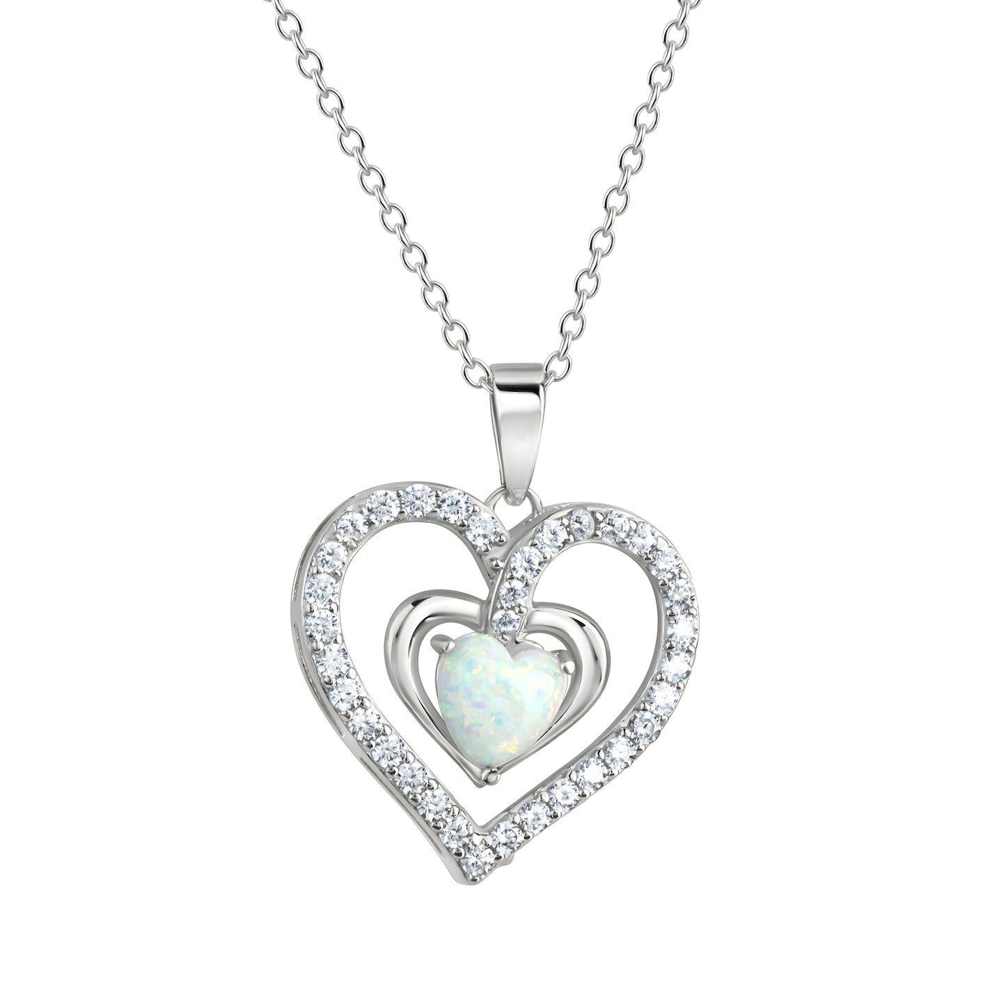 Anhänger mit Kette Ankerkette 925/- Sterling Silber rhodiniert 45,0cm Opal