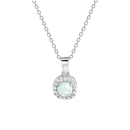 Anhänger mit Kette Ankerkette 925/- Sterling Silber rhodiniert 45,0cm Opal