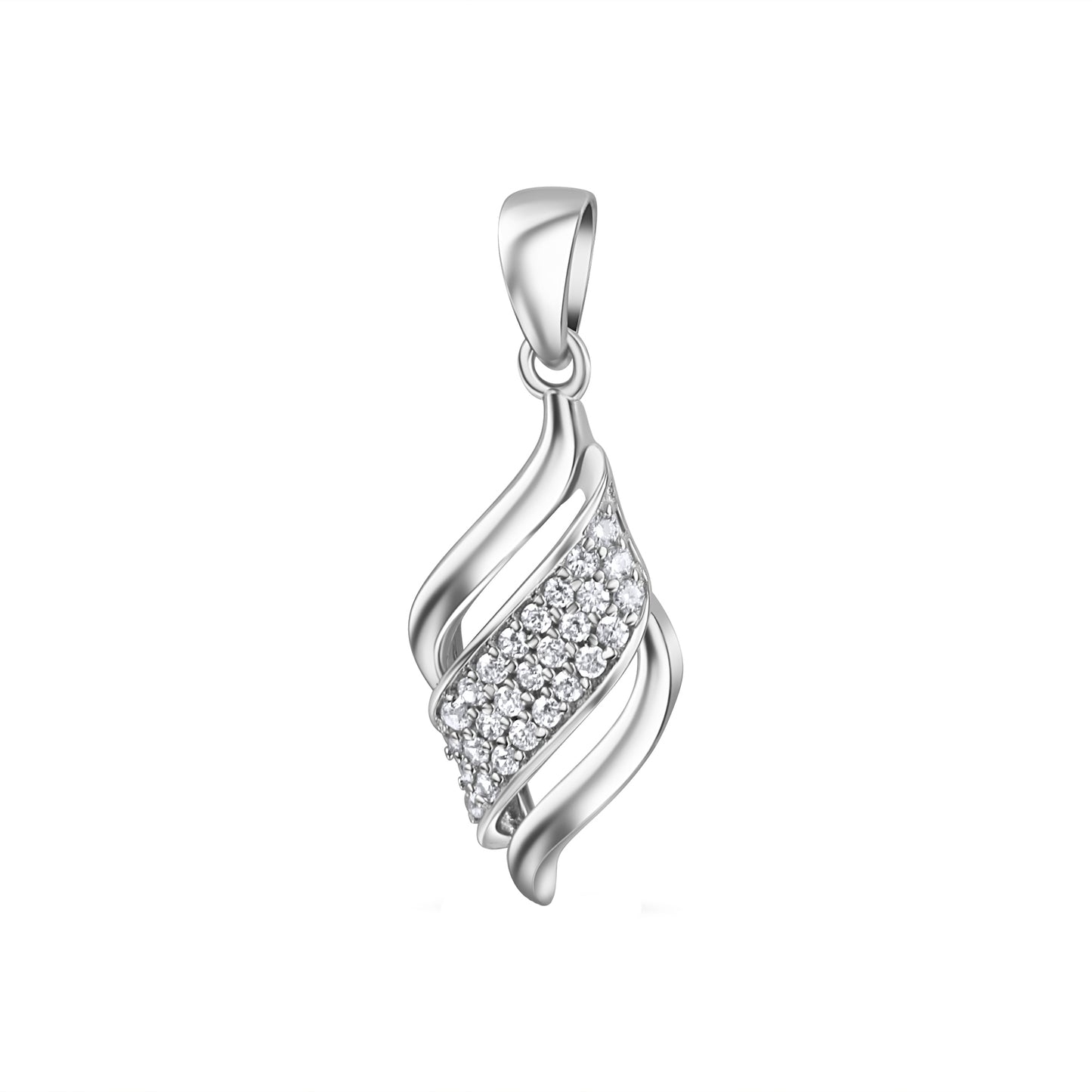 Anhänger 925/- Sterling Silber Rhodiniert 3,0cm Zirkonia