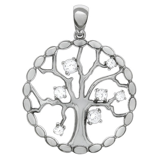 Anhänger 925/- Sterling Silber Rhodiniert 3,4cm Zirkonia