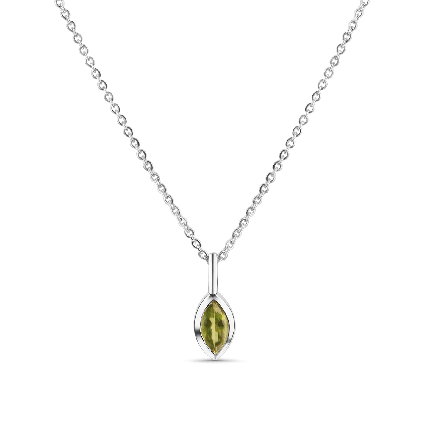 Anhänger mit Kette Ankerkette 925/- Sterling Silber Rhodiniert 45,0cm Peridot