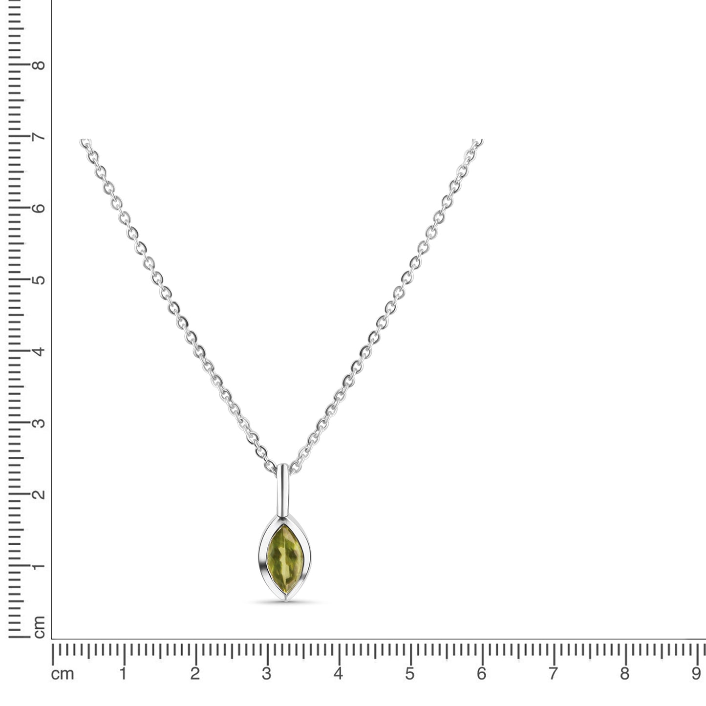 Anhänger mit Kette Ankerkette 925/- Sterling Silber Rhodiniert 45,0cm Peridot