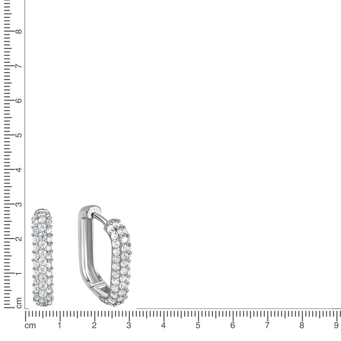 Creolen 925/- Sterling Silber Rhodiniert 2,0cm Zirkonia