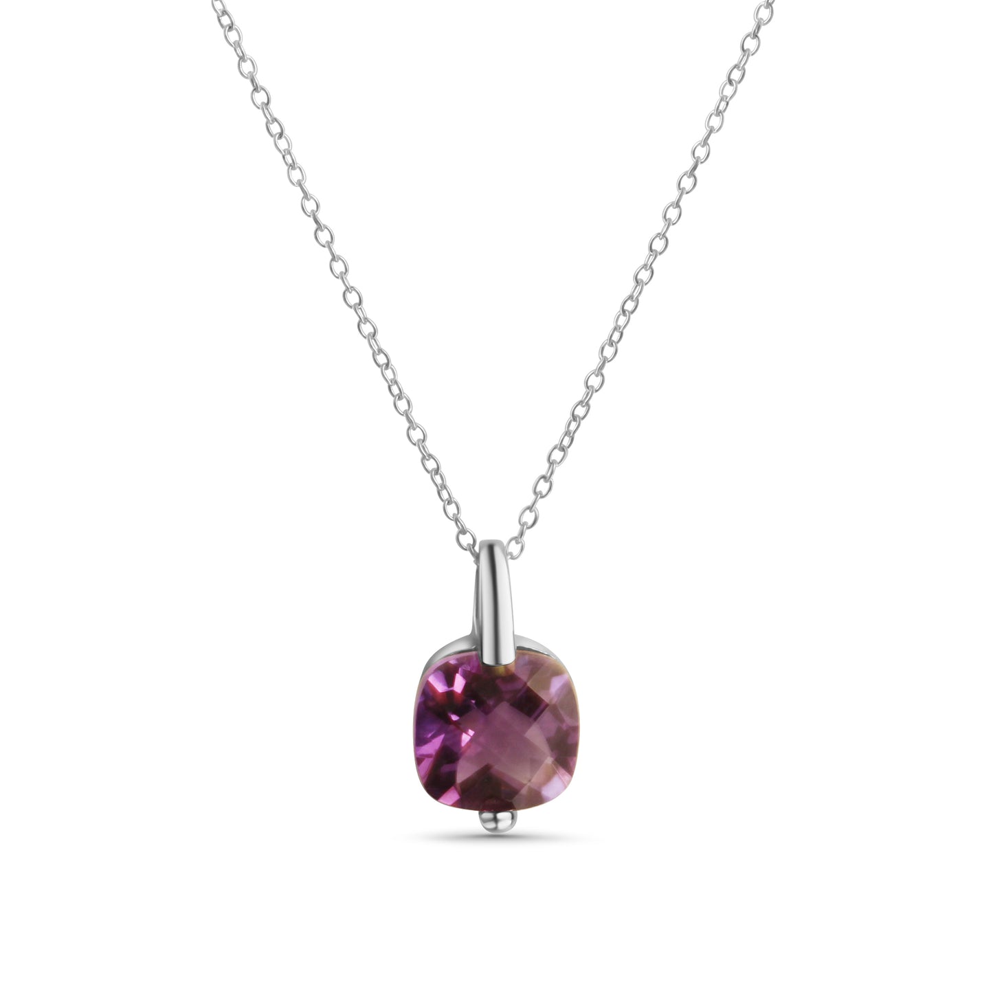 Anhänger mit Kette Ankerkette 925/- Sterling Silber Rhodiniert 45,0cm Amethyst