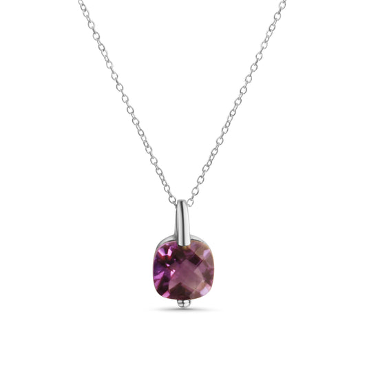 Anhänger mit Kette Ankerkette 925/- Sterling Silber Rhodiniert 45,0cm Amethyst
