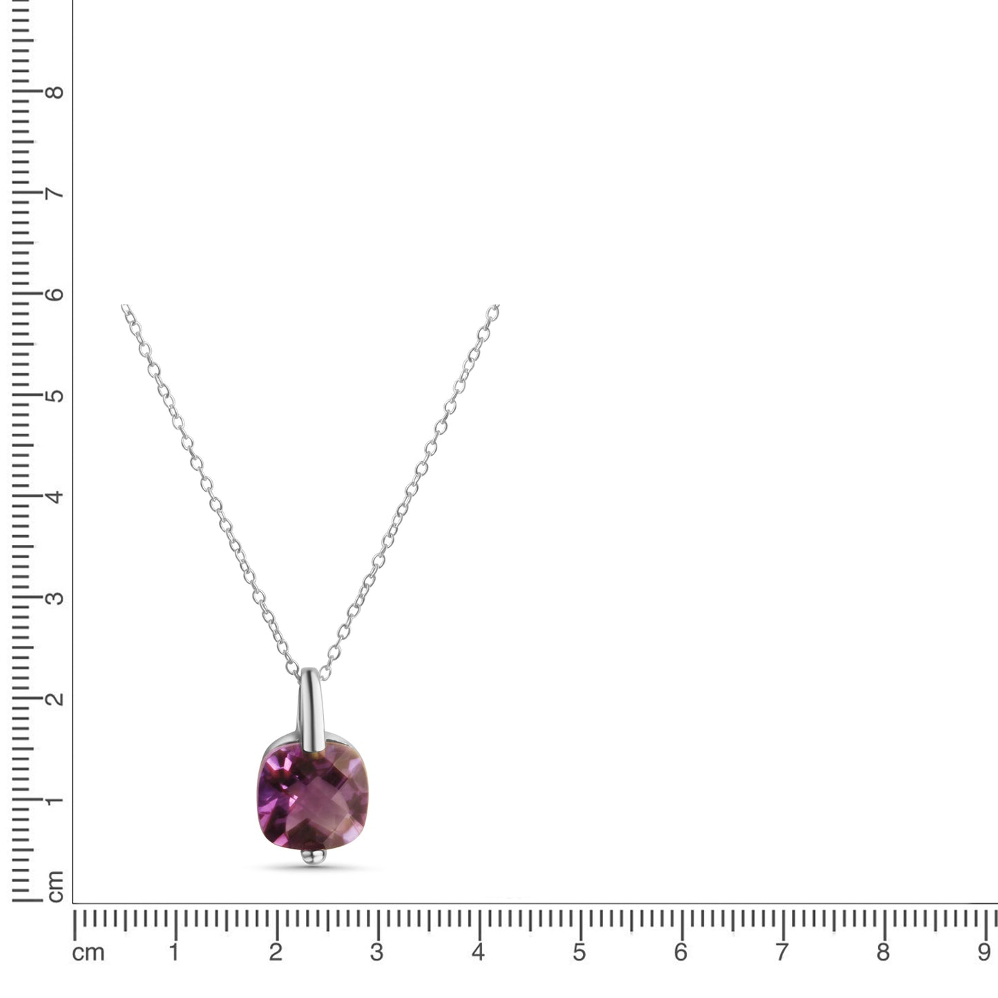 Anhänger mit Kette Ankerkette 925/- Sterling Silber Rhodiniert 45,0cm Amethyst