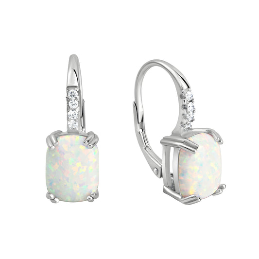 Ohrhänger 925/- Sterling Silber Rhodiniert 2,0cm synth. Opal