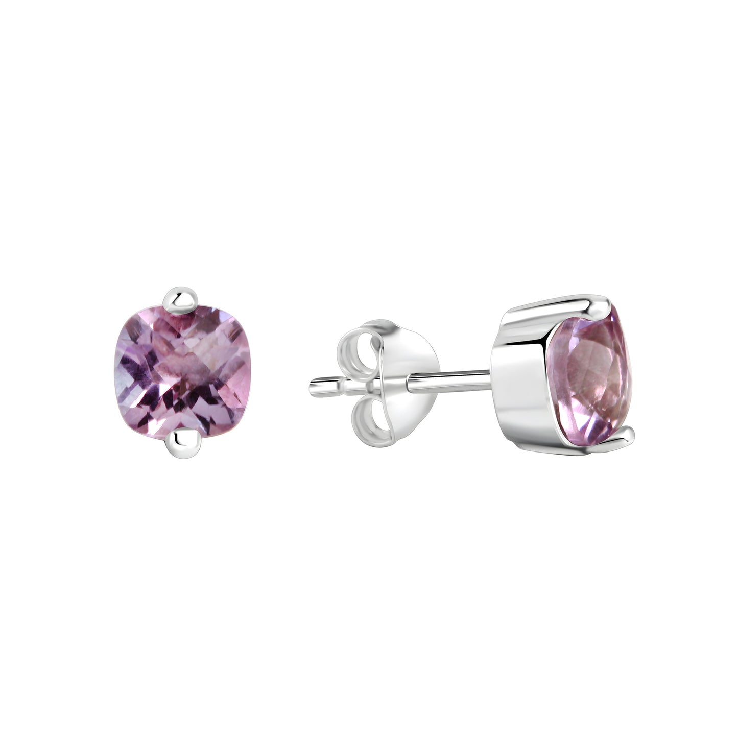 Ohrstecker 925/- Sterling Silber Rhodiniert 0,8cm Amethyst