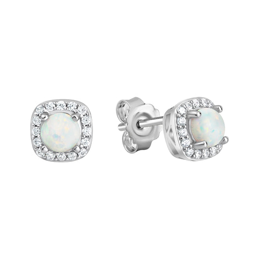 Ohrstecker 925/- Sterling Silber Rhodiniert 0,7cm synth. Opal