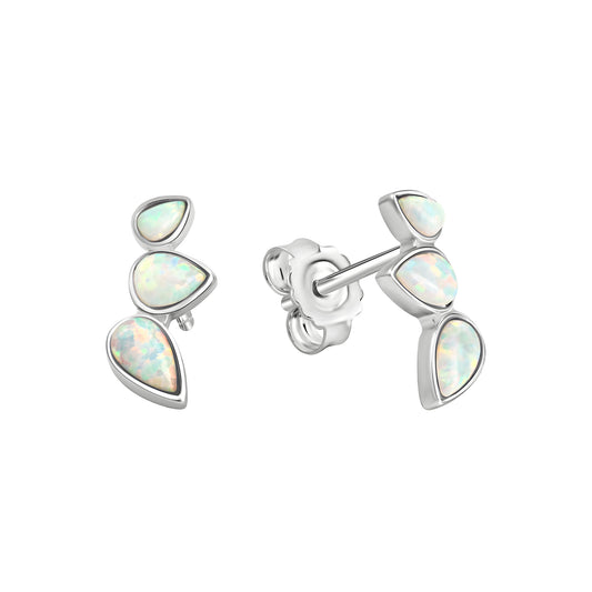 Ohrstecker 925/- Sterling Silber Rhodiniert 1,2cm synth. Opal