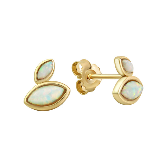 Ohrstecker 925/- Sterling Silber vergoldet 0,9cm synth. Opal