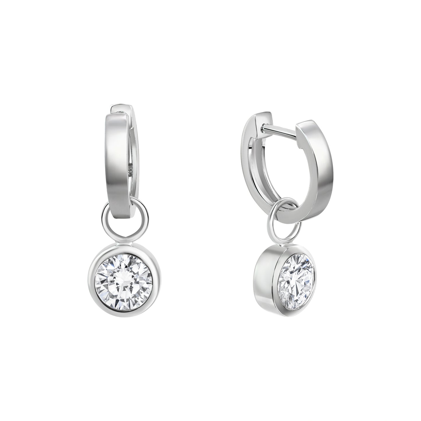 Creolen 925/- Sterling Silber Rhodiniert 2,4cm Zirkonia