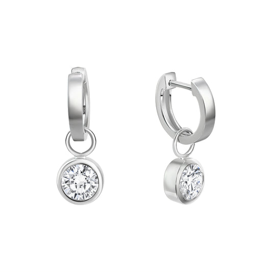 Creolen 925/- Sterling Silber Rhodiniert 2,4cm Zirkonia