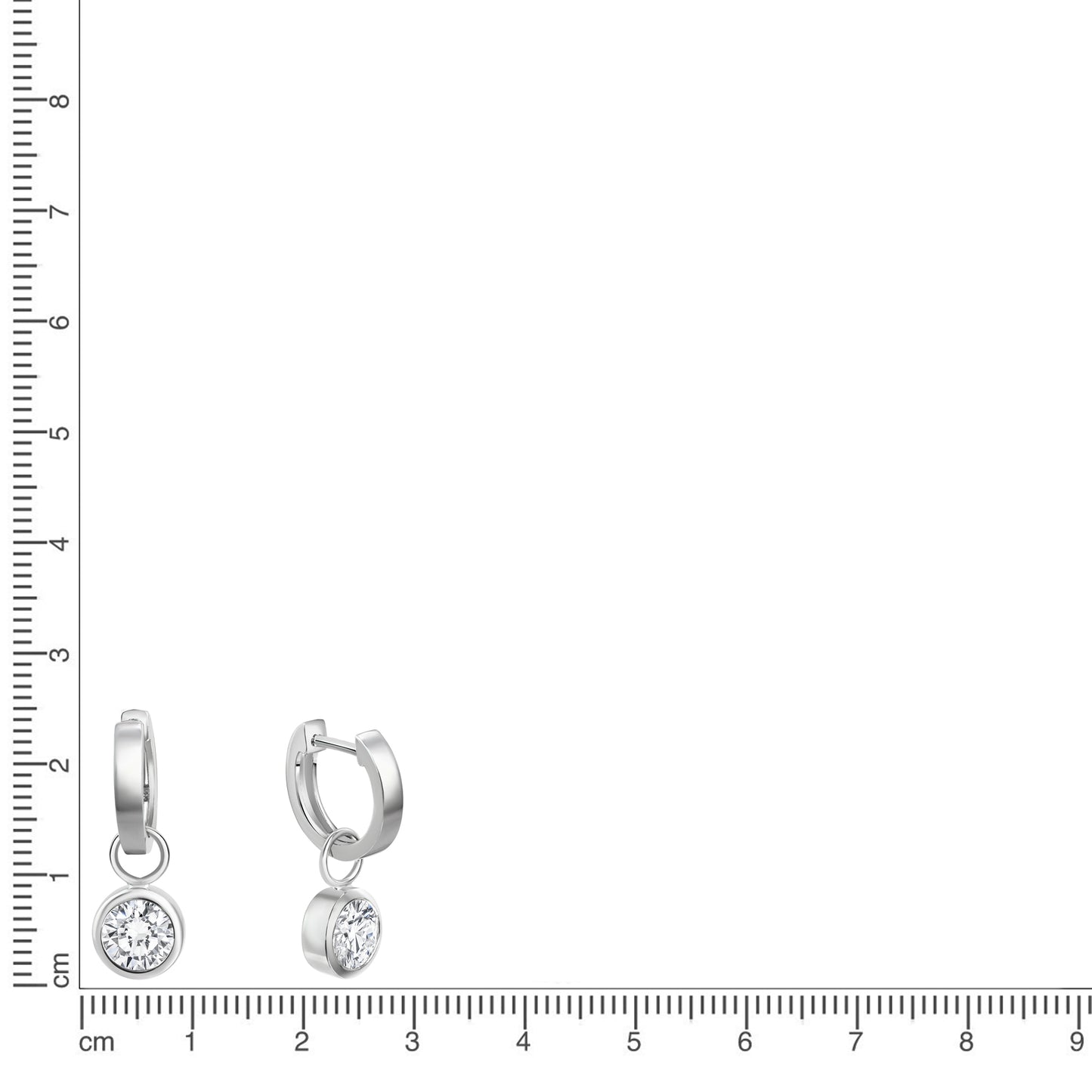 Creolen 925/- Sterling Silber Rhodiniert 2,4cm Zirkonia