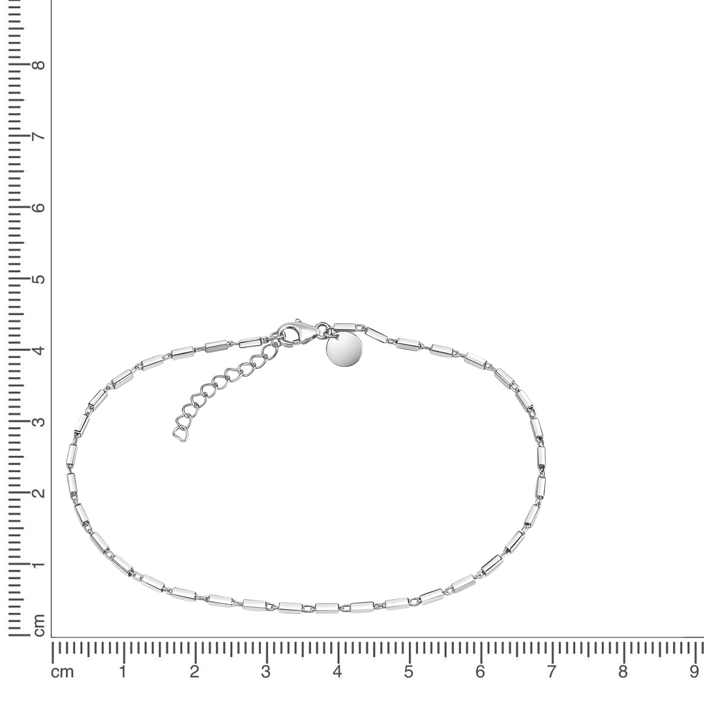 Fusskette Fantasiekette 925/- Sterling Silber Rhodiniert 26,0cm